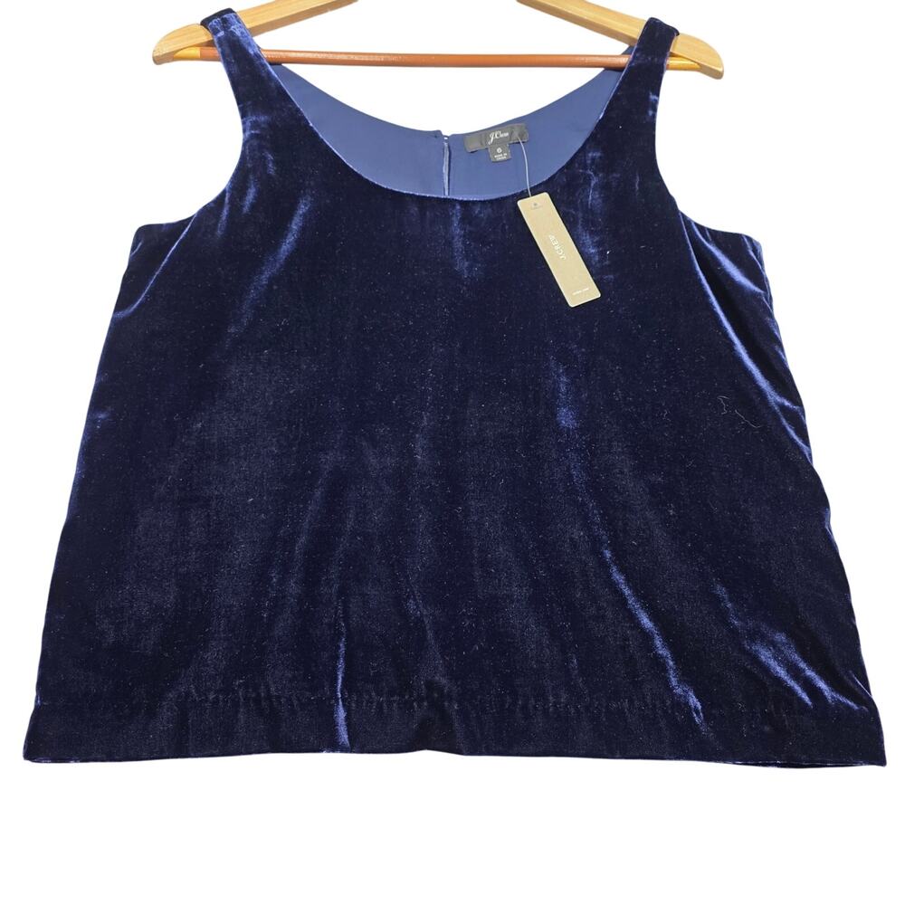 NWT J,Crew Navy Blue Velvet Tank Top Size 6